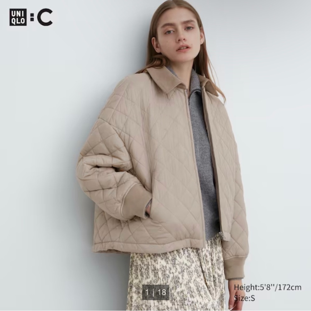 UNIQLO x CLARE WAIGHT KELLER :C Pufftech Blouson Beige Warm Padded Puffer Sz M